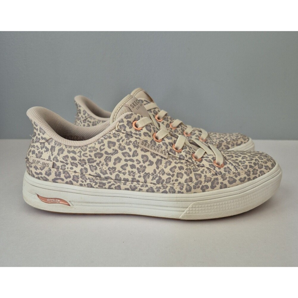 Skechers Street Arch Fit Arcade Wild Nite Leopard Slip In Sneakers Womens 6.5